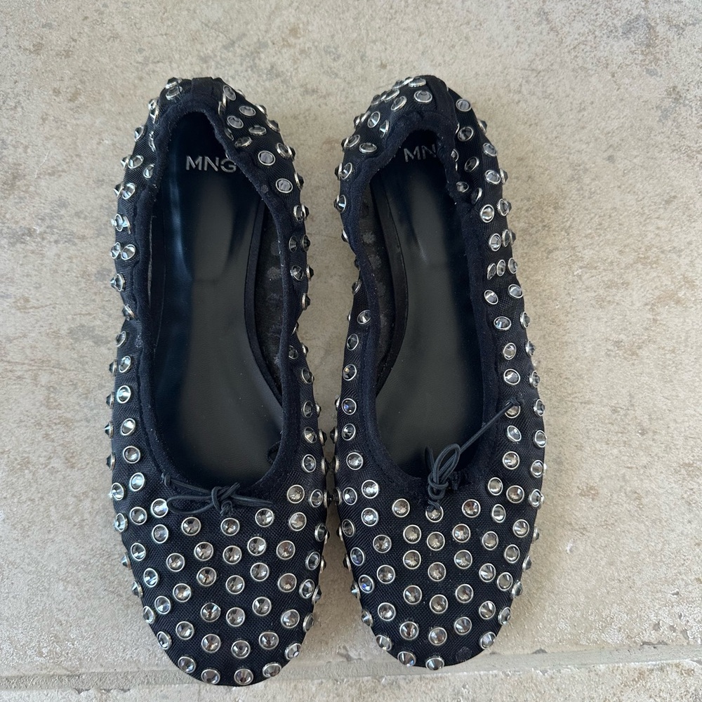 Mango Black Studded Flats